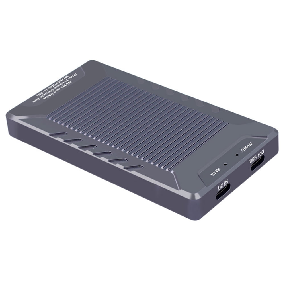 M.2 NVME NGFF SSD Enclosure Single Chip Dual Protocol Dual Disk USB3.2 10Gb Mobile Storage Hard Drive Box,1 * hard drive box 2 * data cables 1 set * installation accessories,Dark Gray