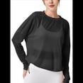 thumbnail image 2 of Blusa de Entrenamiento Holgada de Larga con Transparente para Mujer, Cuello Redondo y Mangas Largas Negro XL, 2 of 9