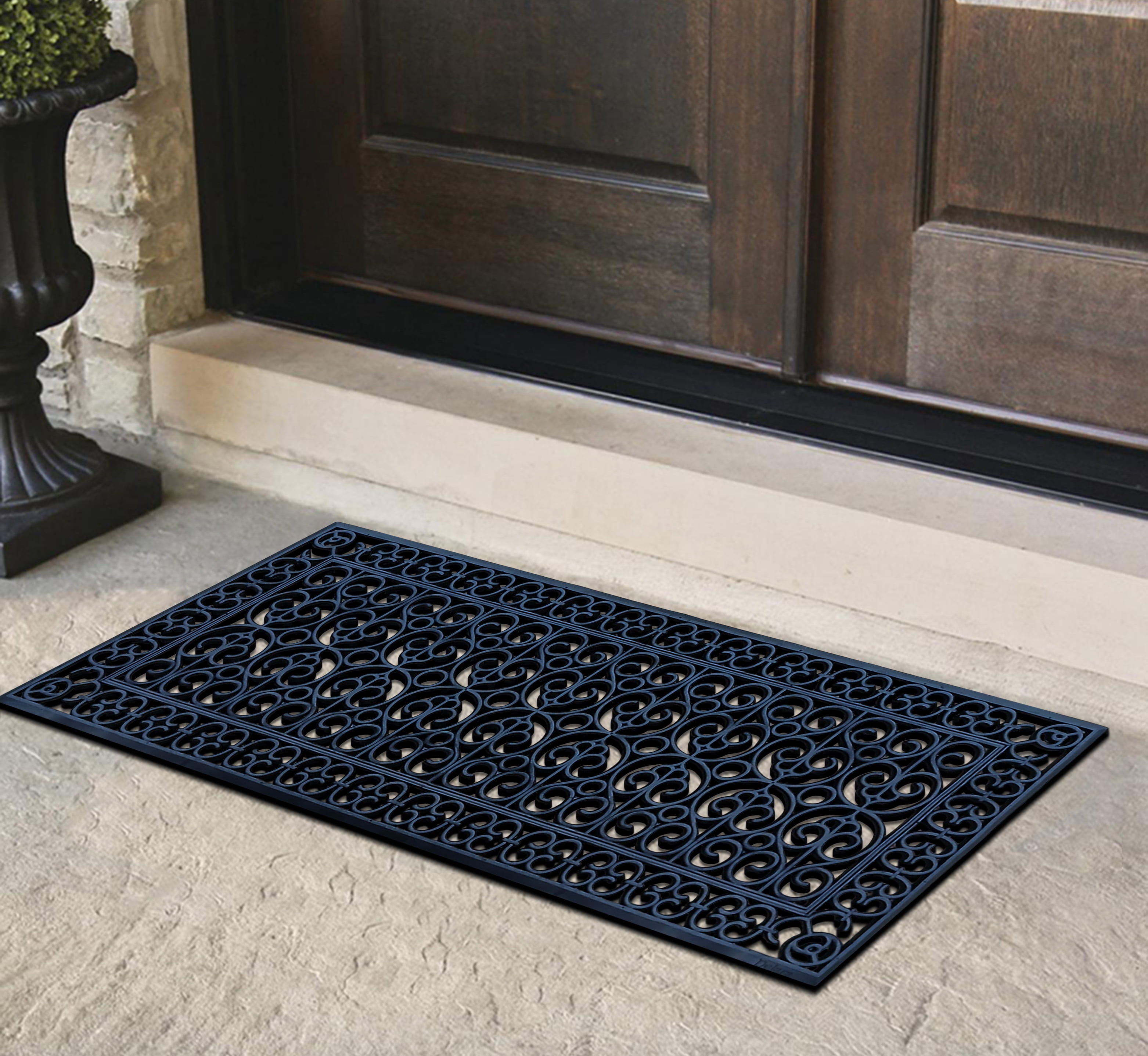 A1 Home Collections 19-LB Heavy Duty Rubber Doormat 24"×57" - Won't Blow Away | Outdoor Front Door Mat, Mud Dirt Scraper, Non-Slip Drainage Mat for Entryway Patio Garage, All-Weather