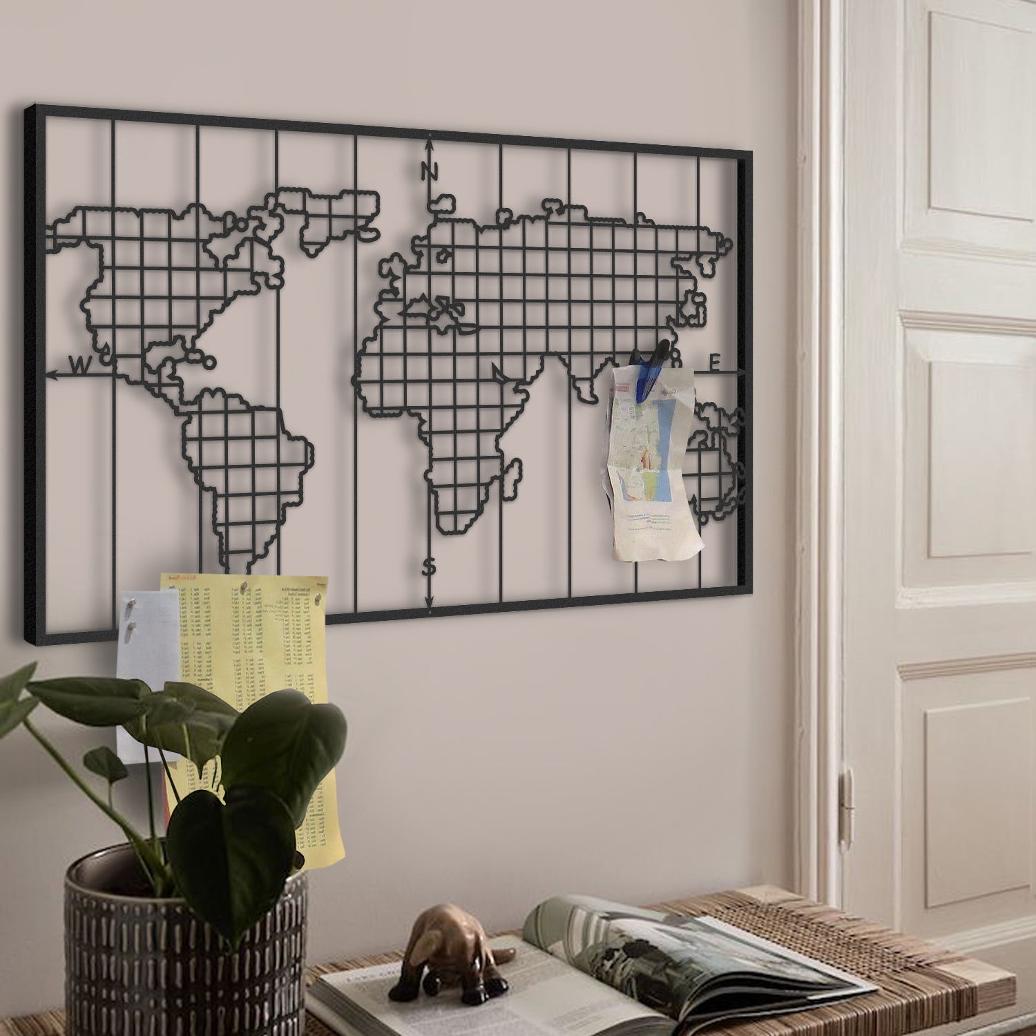 Home & Office decor Minimal Design World Map Metal Shelf Decor