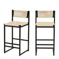 thumbnail image 4 of 2pcs Bar Chairs With Woven Seat, Metal Frame, Modern Elegance, For Kitchen, Dining, Living Room, Up To 220lbs, 15.08"w X 34.46''h Stools Of 2, Construction, Paper Rope Weave Versatile For Anywhere,, 4 of 7