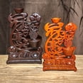 thumbnail image 2 of Ebony wood carving, symbolizing harmony and prosperity, is a solid wood decorative item for living room, entryway, and TV cabinet, representing good fortune when moving to a new home., 2 of 3
