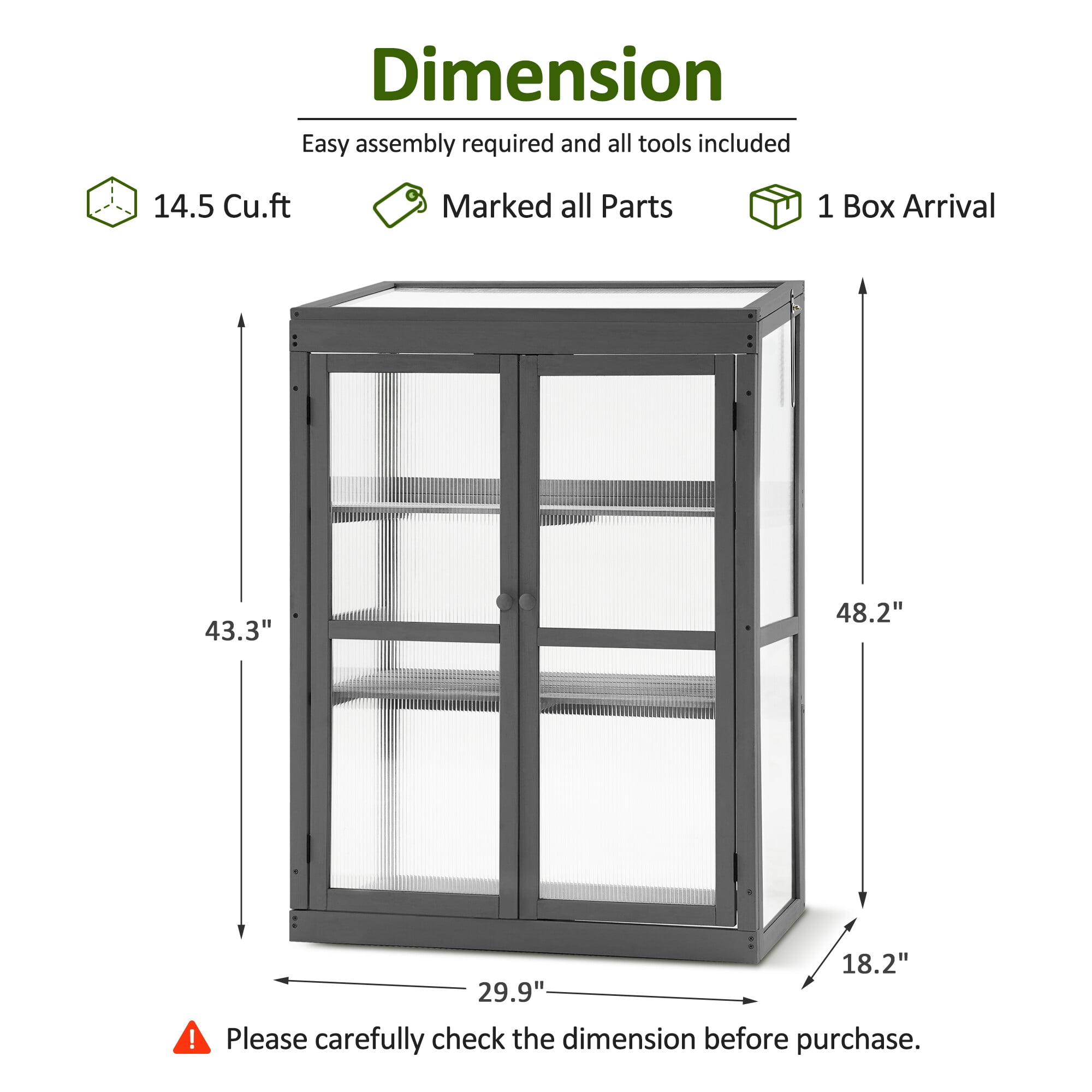 MCombo Greenhouse Wooden Cold Frame Greenhouse, Garden Portable Mini Greenhouse Cabinet, Raised Flower Planter Shelf Protection 0760