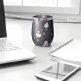 thumbnail image 3 of 12oz Stemless Wine Tumblers Dark Christmas Snowman Pattern Vacuum Insulated Stainless Steel Travel Tumbler Cups Mug with Lid and Straw for Champaign,Cocktail,Beer with Cleaning Brush, 3 of 5