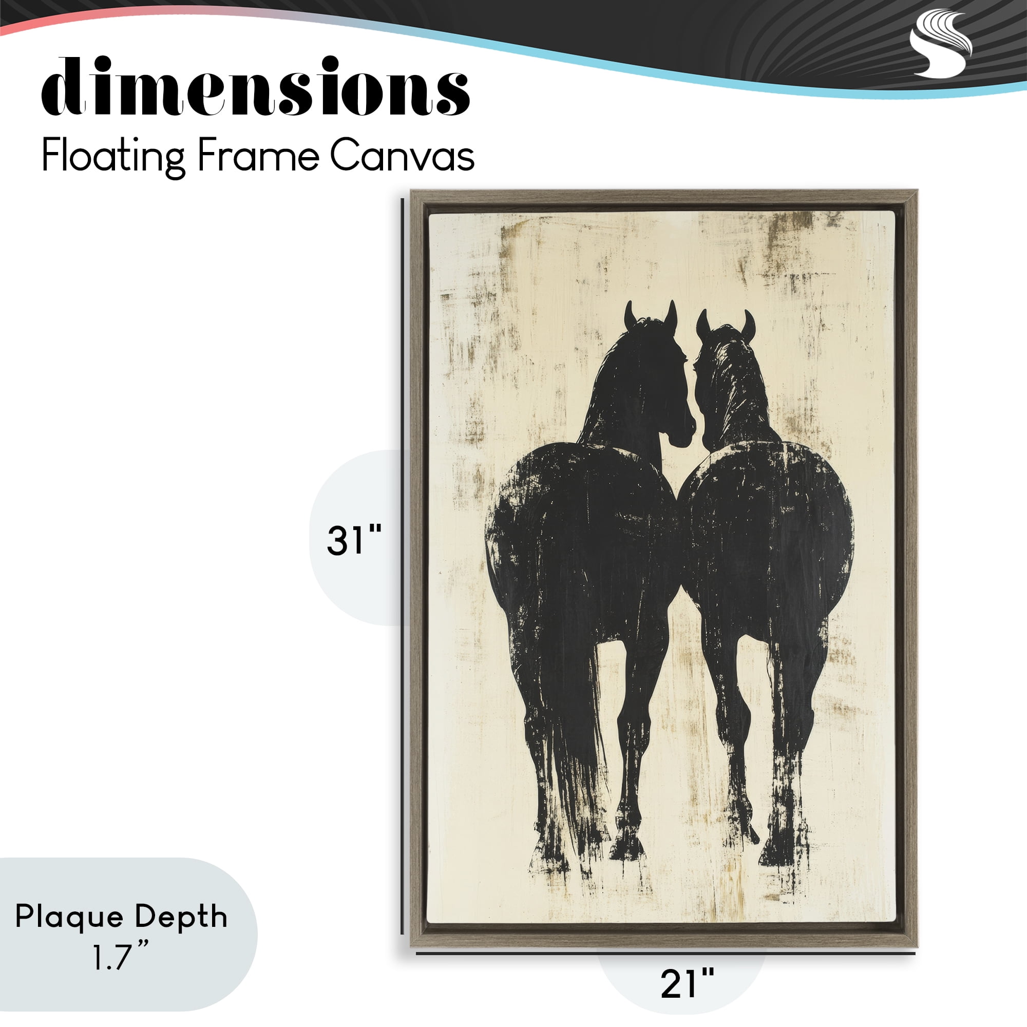 Stupell Industries Twin Horses Facing Away Brown Framed Floater Canvas Wall Art, design by Petal Prints Design