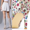 thumbnail image 3 of DARING DIVA Women's Stylish Floral Knee High Boot with Stiletto Heel White Floral 8, 3 of 7