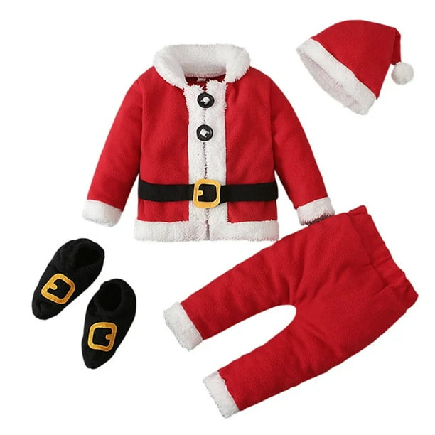 Trajes de Navidad para bebé, disfraz de Papá Noel para niño y niña, Top de manga larga, pantalones, sombrero y traje de calcetín, ropa de bebé recién nacido de Navidad