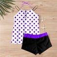 thumbnail image 7 of QIUOMBBP Women's Modest Tankini Swimsuit Dot Printed Halter Tank Top with Swim Boyshorts 2 Piece Bathing Suit for Summer Beach Purple S, 7 of 7