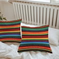 thumbnail image 4 of Mexican Colorful Outdoor Pillow Covers Set of 2 Striped Horizontal Lines Geometric Texture Waterproof Throw Pillow Case Decorative Square Cushion Cover for Patio Couch Garden Balcony, 20"x20", 4 of 9