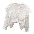 thumbnail image 4 of Xijirk Kids Girls Long Sleeve Party Blouse Elegant Ruffled Button Down Shirt for School,11-12 Years, 4 of 4