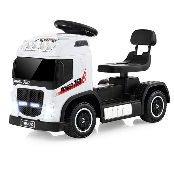 Gymax 6V Kids Electric Ride-on Truck Battery Powered Ride-on Toy w/ LED Lights White