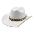 thumbnail image 3 of Straw Cowboy Hat Men Western - Women Men Western Shapeable Wide Brim Sun Hat Cowboy Hat,White,One Size, 3 of 6