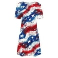 thumbnail image 4 of American Flag Dress for Women 4Th of July Patriotic Shirt Crew Neck Short Sleeve Sundress Elastic High Waist Dresses Summer Baggy Boho Mini Dress Beach Vacation Sun-Dress 2025, 4 of 5