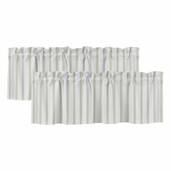 2 Pack Stripes Valance for Window Modern Art Sage Green Kitchen Valance Rod Pocket Short Curtain Topper Decorative Window Treatment for Living Room Bedroom 60"x18"