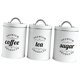 thumbnail image 3 of Organizador de café, té y azúcar, estilo rústico, juego de 3 botes de hojalata herméticos Blanco, 3 of 7