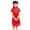 Watermelon Red, variant on LIJCC Cheongsam Dress for Kid Girls Colorful Peony Patterns Qipao Slim Fit Short Sleeve Floral Violet Print Bodycon Mandarin Collar Side Slit Chinese Dress