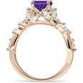 thumbnail image 6 of Floral Ring Round Marquise Amethyst Cubic Zirconia Rose Tone 925 Sterling Silver, Size 10, 6 of 7