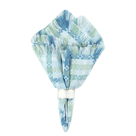 Serene Blue Plaid July Fourth Woven Cotton Single Napkin
