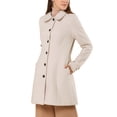 thumbnail image 4 of INSPIRE CHIC Women's Peter Pan Collar Single Breasted Winter Overcoat S Beige, 4 of 7