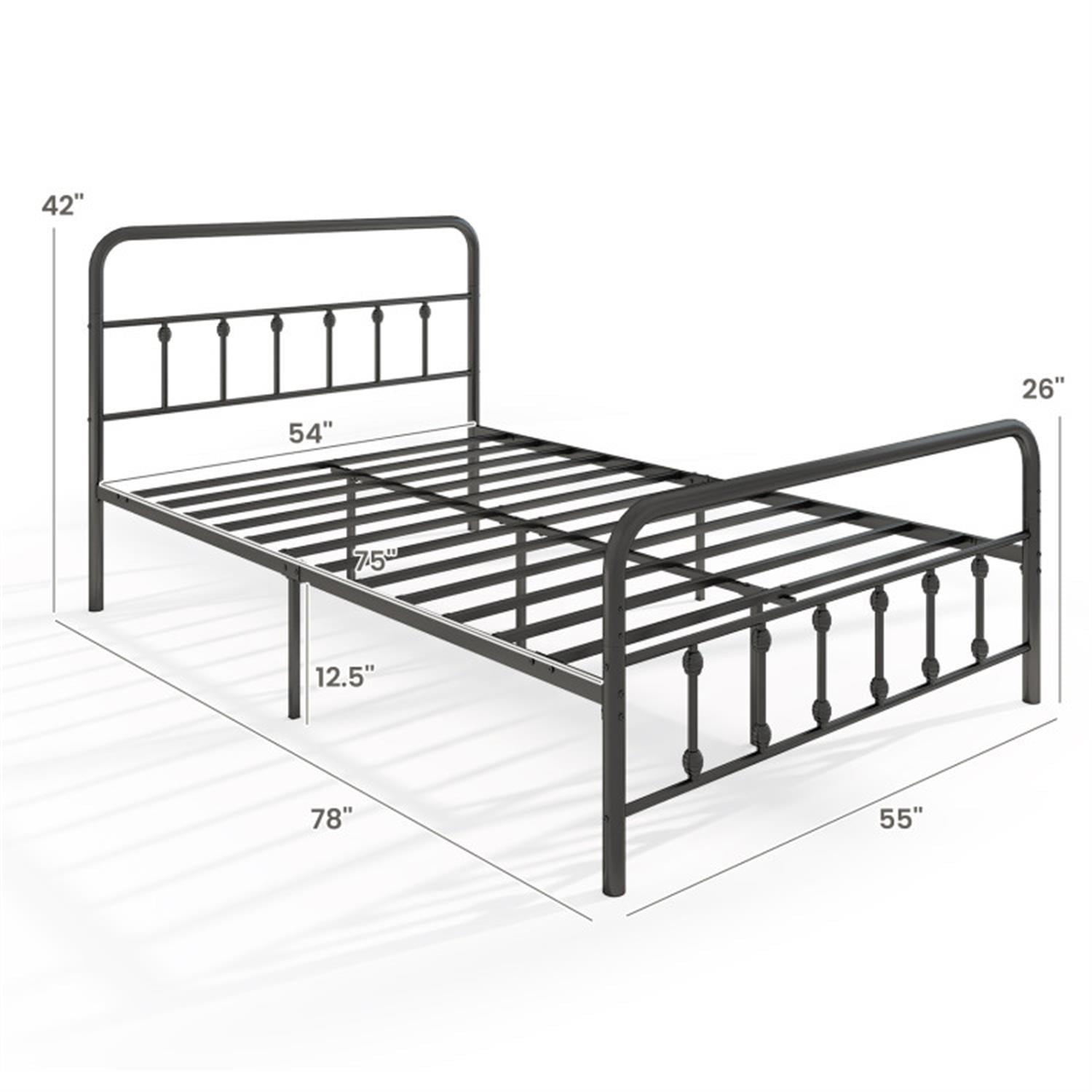 Demi Bonn Full Size Bed Frame with Headboard, Metal Platform Bed Frame with Under Bed Storage, No Box Spring Needed, Black