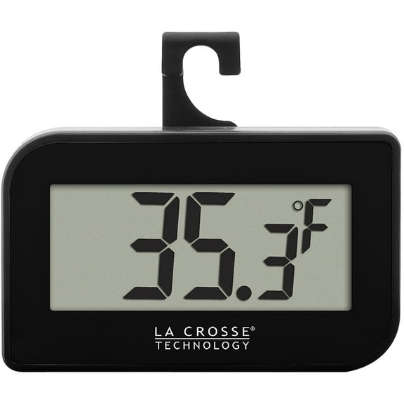 La Crosse Technology 314-152-B Digital Refrigerator-Freezer Thermometer with Hook, Black