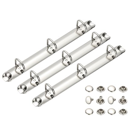 Uxcell A5 3 Hole Ring Binder Mechanisms, 3 Set 0.8" D Ring Replacement Binder Planner Loose Leaf Binding Spines for Organizers DIY Fill Paper Storage Folder Accessories, 16mm Silver Tone
