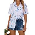 thumbnail image 3 of NFTOEIULA Women Hawaiian Floral Print Oversized Short Sleeve Shirt T-shirt, 3 of 9