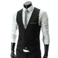 thumbnail image 2 of Joernso Suit Vest Sleeveless Pockets Simple Solid Color Men Formal Business Vest Workwear, 2 of 7