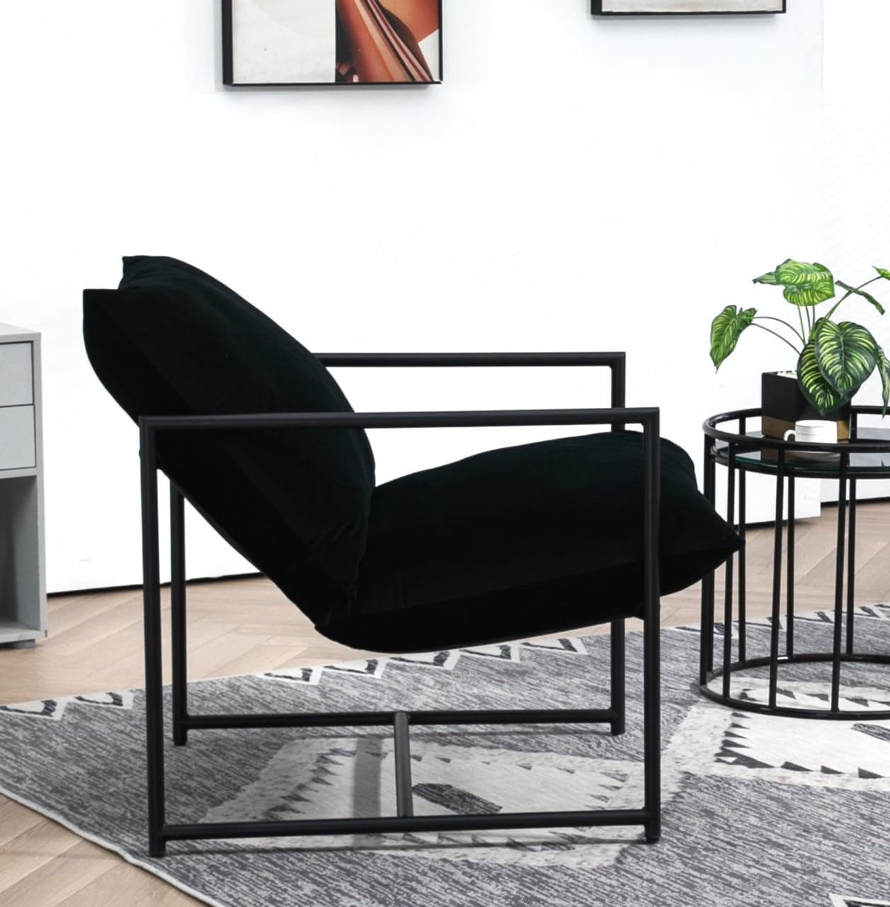 US Pride Furniture Serenity Accent, Modern Velvet Arm Chair with Reclined Seat,   Plush Comfort for Stylish Living Room