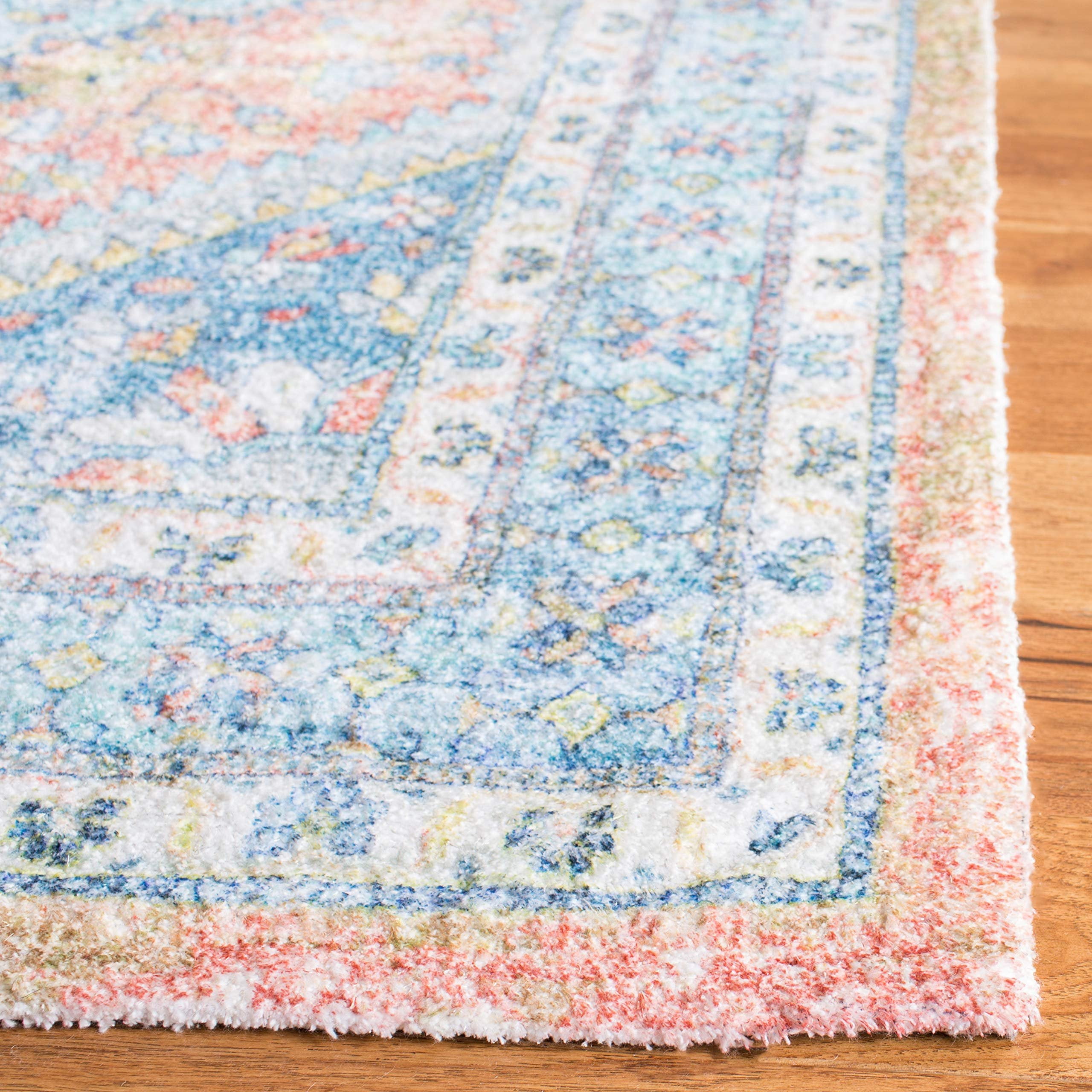 SAFAVIEH Saffron Ethelbert Distressed Oriental Area Rug, Blue/Rust, 3' x 5'