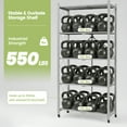 thumbnail image 4 of Folding Shelf on Wheels 5-Tier , Freestanding Metal Wire Storage Rack for Pantry Kitchen Garage, No Assembly Rolling Shelves Unit (Gray-2Pack), 4 of 9