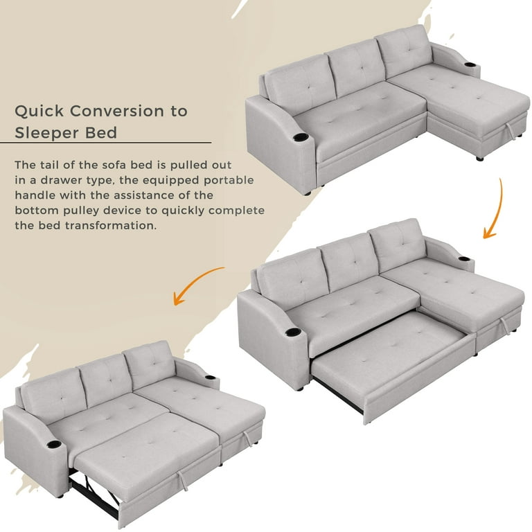 Convertible Sectional Sofa Couch Pull