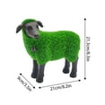thumbnail image 3 of BiFandian Creative Bells Adorned Flocked Sheep Ornament, Black Face Green Body Resin Lamb Figurine, Indoor Outdoor Decoration for Shelf, Garden, Tabletop, 3 of 6