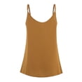 thumbnail image 5 of ATOYSOY Women's Satin Loose Tank Tops Solid Color Sleeveless Trendy Tees V Neck Button Spaghetti Strap Casual Summer Camisole Girls Beach Retro Orange L Clearance, 5 of 9