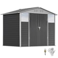 thumbnail image 1 of Outsunny Abri de Rangement Extérieur 8 Pieds x 6 Pieds, Remise à Outils en Métal, Gris Foncé, 1 of 10