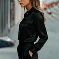 thumbnail image 4 of Lumtrix Womens Dressy Button Down Satin Shirts Long Sleeve Business Collared Tops Work Elegant Blouses with Pocket Black S, 4 of 6