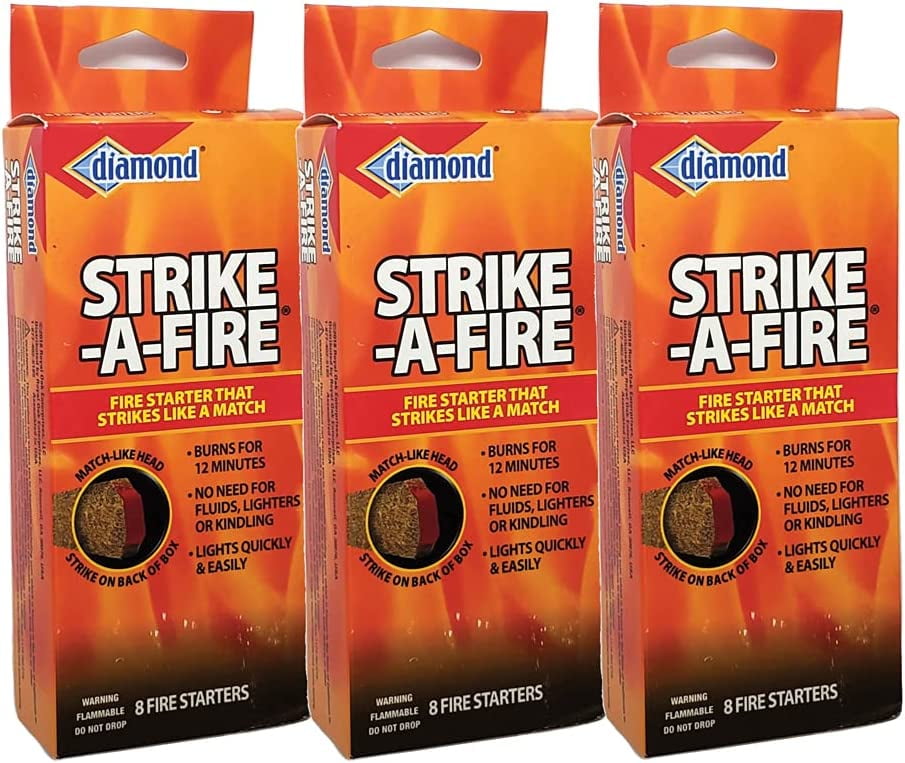 StrikeAFire Diamond Brand Fire Starter Matches 3 Boxes (24 Fire
