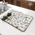 thumbnail image 2 of Tropical Floral Coffee Bar Mat, Absorbent Vintage Dish Drying Pad, Botanical Kitchen Counter Protector, 2 of 5