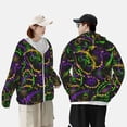 thumbnail image 3 of Rocae Neon Mardi Gras Print Breathable Sun Protection Hoodie Quick-Dry Lightweight Long Sleeve Hoodie Unisex Running Sports Shirt Small, 3 of 9