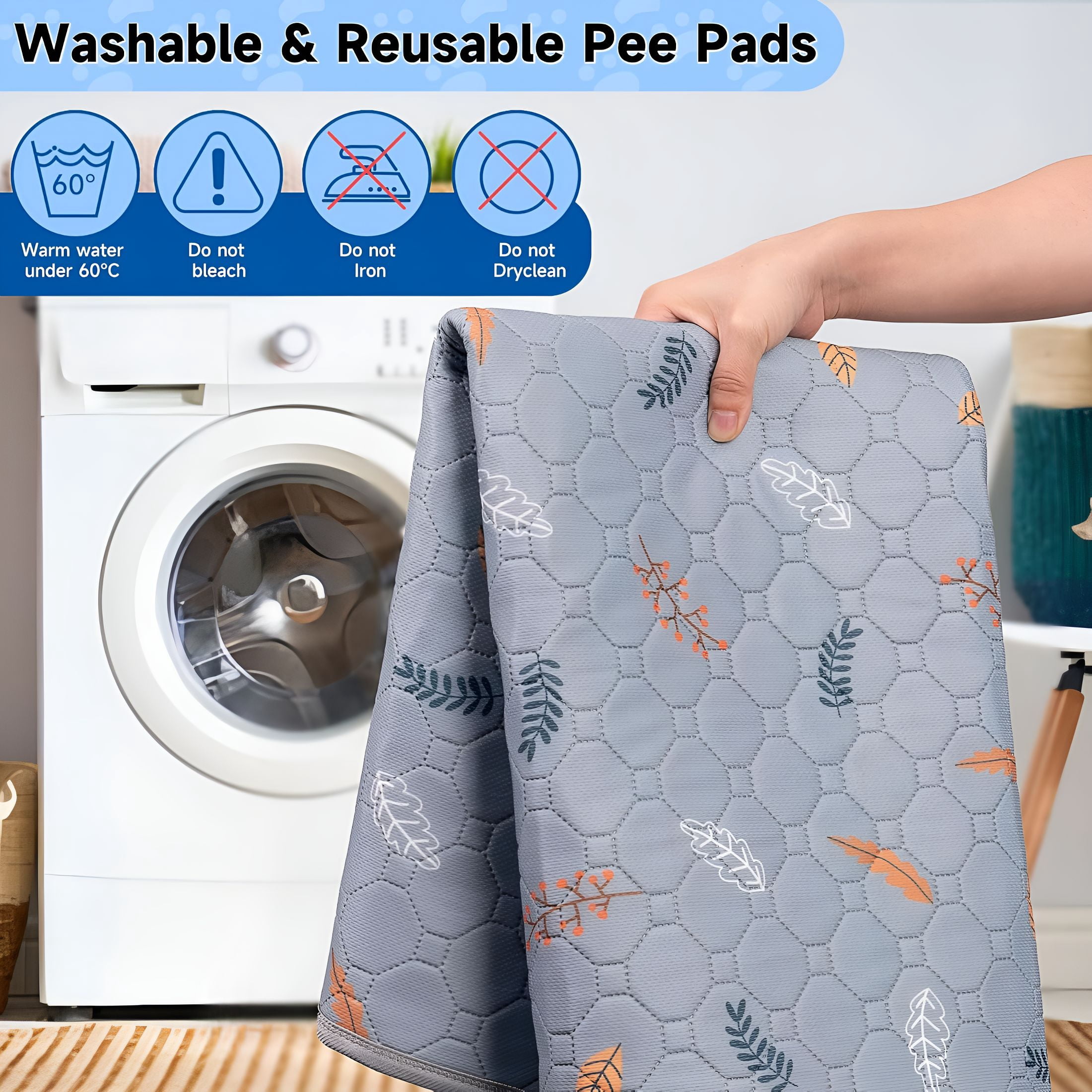 XIBUFE 2 Pack Washable Guinea Pig Pee Pads, 24" X 48" Waterproof Reusable Guinea Pig Cage Liners, Absorbent Bedding Training Mat for Small Animal Guinea Pigs Rabbit Bunny Hamster - Light Grey