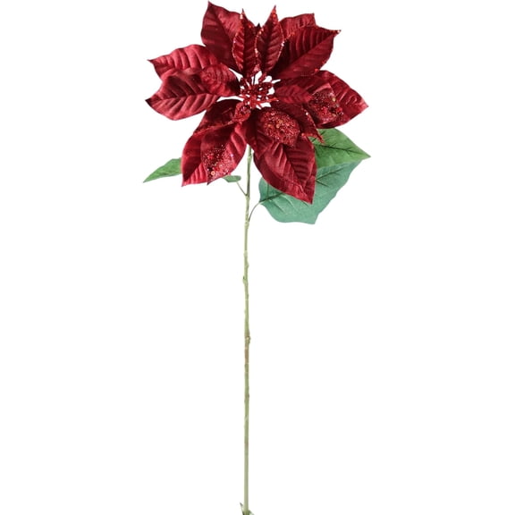 33" Poinsettia Burgundy – Artificial Holiday Décor Flower, Christmas Faux Plant for Home