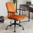 thumbnail image 3 of Gymax Velvet Home Office Chair Swivel Adjustable Task Chair w/ Wooden Armrest Orange, 3 of 10