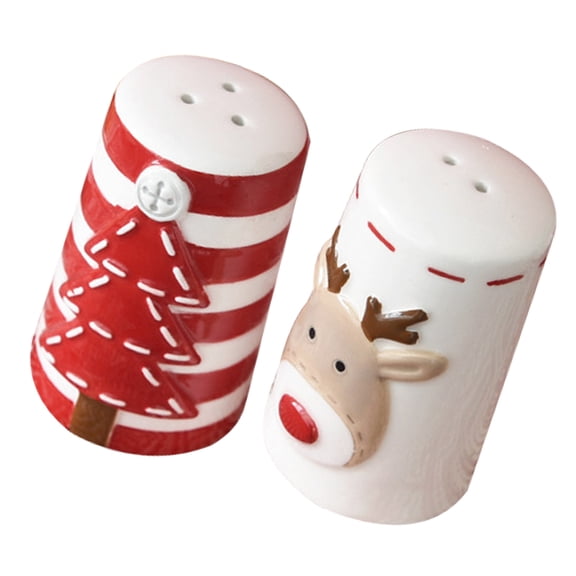 Worgeous 2-Piece Cartoon Ceramic Spice with Seasoning Bottles for Christmas Party and Kitchen Use