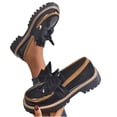 thumbnail image 4 of Black Women'S Casual Loafers With Bow Accent And Comfortable Thick Sole Lightweight Construction For All-Day Support, 4 of 9