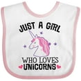 thumbnail image 3 of Inktastic Just a Girl Who Loves Unicorns Girls Baby Bib, 3 of 4