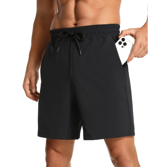 Shorts Deportivos para Hombre CRZ YOGA 7" Secado Rápido con Bolsillos Negro