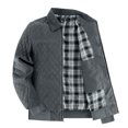 thumbnail image 2 of Wrtxtat Men's Quilted Jacket Warm Heavyweight Cotton-Lined Long Sleeve Outerwear with Pockets Zip-Up Solid Color Lapel Windbreaker Coat Gray XXL, 2 of 9