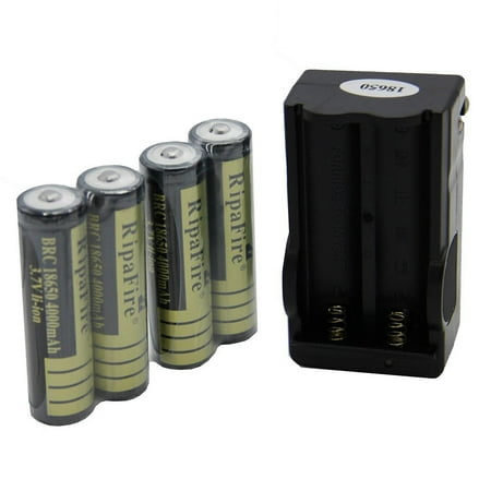 4pcs 18650 4000 mAh 3.7V Li-ion Rechargeable Battery + 1pcs