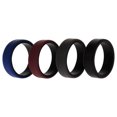 thumbnail image 1 of Juego de anillos de boda de silicona de 2 capas biselados de 8 mm - Burdeos por ROQ para hombres - Anillo de 4 x 12 mm, 1 of 1