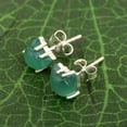 thumbnail image 2 of Green Cat Earring 7MM Green Onyx 925 Sterling Silver Women Valentines Day Gifts Dainty Earring, 2 of 4